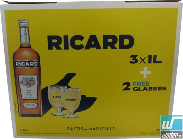 Pastis Ricard Tripack 3 x 100cl + Gläser