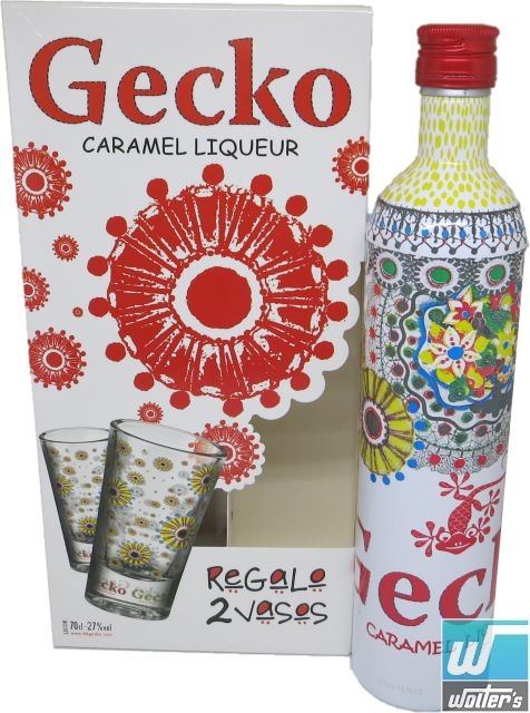 Gecko Vodka-Karamell 70cl + 2 Gläser
