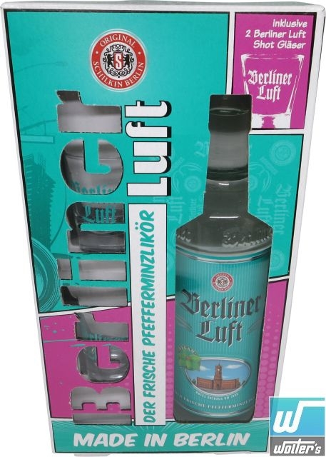 Berliner Luft Pfefferminzlikör 70cl GP + 2 Gläser